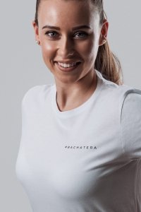 T-shirt casual #BACHATERA minimal biały 