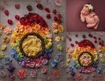 Tło cyfrowe tęczowe Kwiatowe JAJO wielkanoc / Newborn digital backdrop raibow baby 2