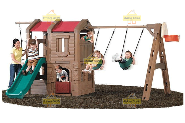 domek drzewo, domek most z tunelem, most z tunelem, z weranda domek, domek na plac zabaw, domek plastikowy, domek do ogrodu, domek w serduszka, domek muchomorek, plac zabaw z koszem