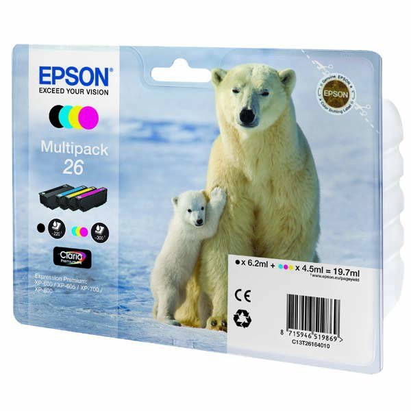 Epson oryginalny ink / tusz C13T26164020, T261640, CMYK, 3x4,5/6,2ml
