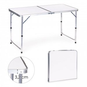 Stolik turystyczny stół składany kemping biały blat 120x60 cm MultiGarden