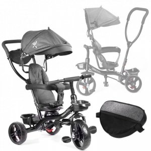 Rowerek trójkołowy Trike Fix Lite rower spacerówka 3w1 obracany 360 wolne koło szary