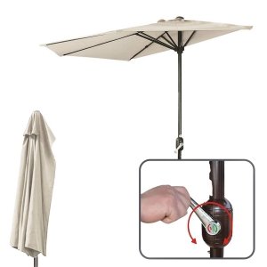PARASOL OGRODOWY ŚCIENNY DUŻY SOLIDNY SKŁADANY 2,7 M Z KORBKĄ ECRU- LORCA
