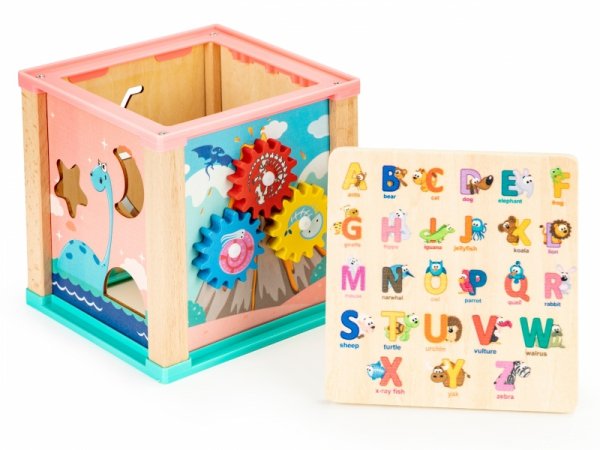 Drewniana kostka edukacyjna,  sorter mula ECOTOYS