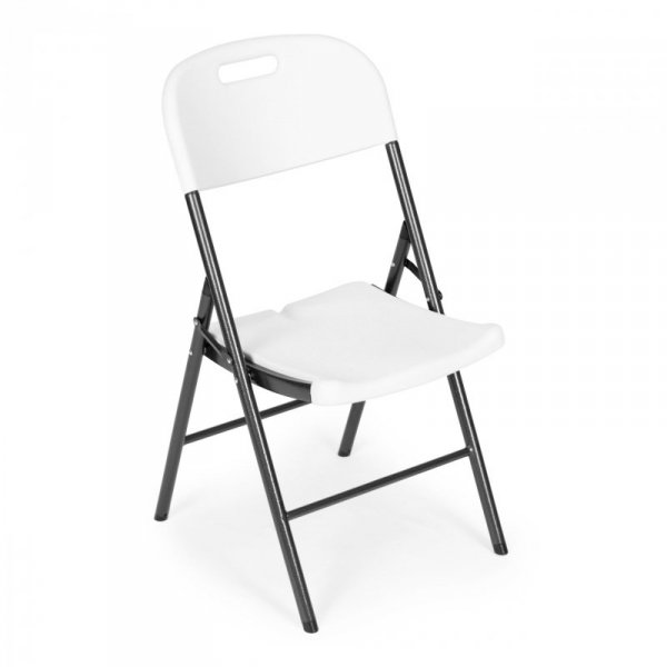 Komplet 2 krzeseł składanych zestaw cateringowy metal HDPE białe ModernHome