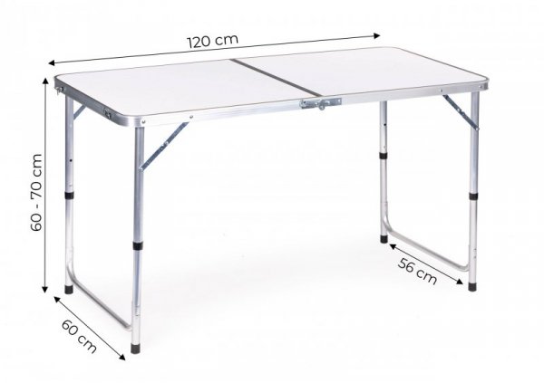 Stolik turystyczny stół składany kemping biały blat 120x60 cm MultiGarden