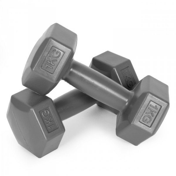 Hantle sześciokątne zestaw 2x1 kg ciężarki do ćwiczeń obciążniki fitness szare ModernHome