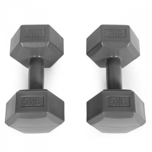 Hantle sześciokątne zestaw 2x3 kg ciężarki do ćwiczeń obciążniki fitness szare ModernHome