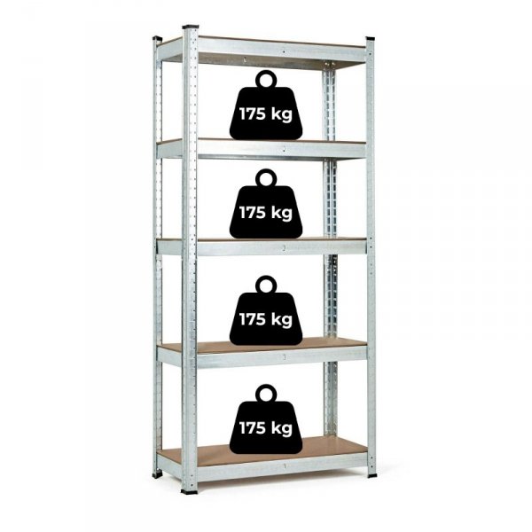 Regał magazynowy 180x90x30 cm stal galwanizowana 5 półek 875 kg ModernHome