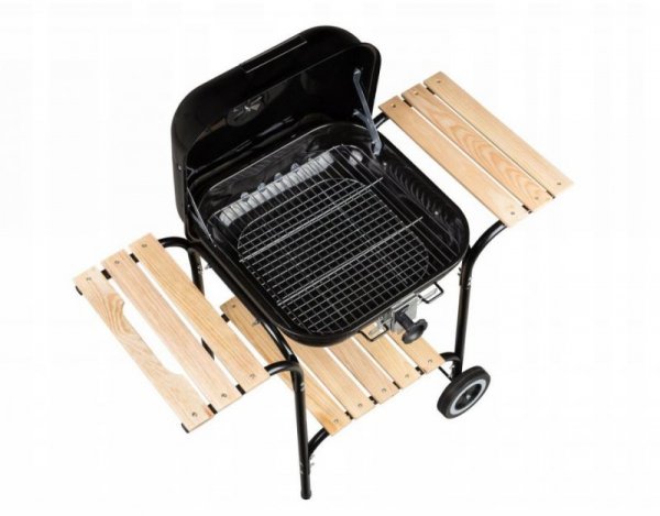 Duży grill ogrodowy z pokrywą regulacja rusztu drewniane półki MultiGarden