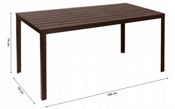 Stół ogrodowy 6-osobowy 156x78 cm polywood meble na taras brązowy