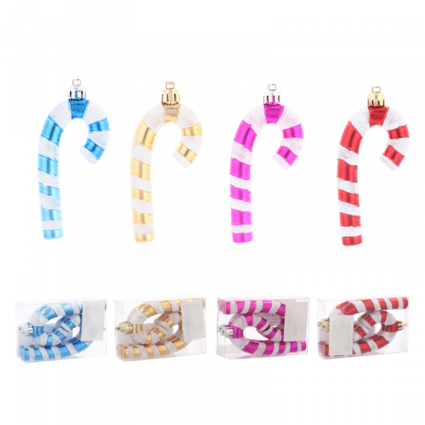 Komplet 4 Ozdób Choinkowych "CUKIERKOWA LASKA" 9cm w Kolorze Niebieskim