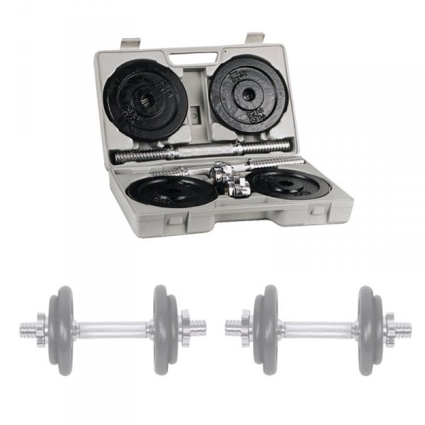 Zestaw hantli z gryfami oraz zaciskami 2 x 5-10 kg inSPORTline