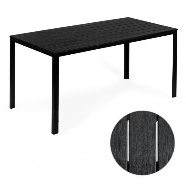 Stół ogrodowy 6-osobowy 156x78 cm polywood meble na taras czarny