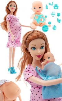 LALKA W CIĄŻY ciężarna Mama Dziecko niemowlak Kaibibi 2 #A1 