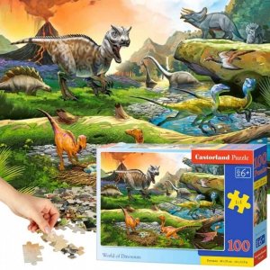 CASTORLAND Puzzle układanka 100 elementów World of Dinosaurs- Świat Dinozaurów 40 x 29 cm 
