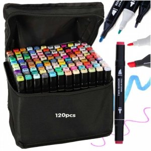 Markery dwustronne alkoholowe w etui 120 + podstawka 