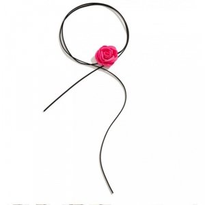 Naszyjnik choker ozdobny kwiat na szyję róża na rzemyku elegancki fuksja N760F