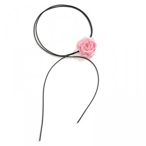 Naszyjnik choker ozdobny kwiat na szyję róża na rzemyku elegancki pudrowy N760R