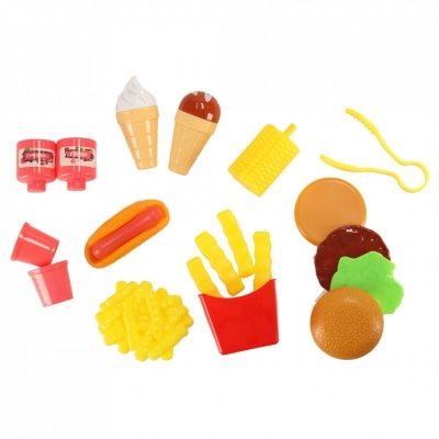 Kuchnia dla dzieci w walizce zestaw do hamburgerów fastfood lody frytki 55cm