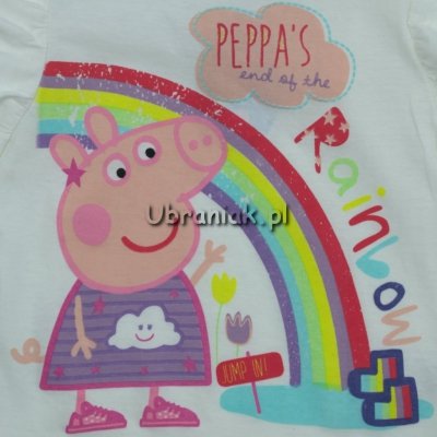 T-shirt Świnka Peppa Tęcza ecru