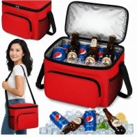 TORBA TERMICZNA NA RAMIĘ DO PRACY SZKOŁY PODRÓŻY COOLER Z KIESZENIAMI RED ( tds0928) 