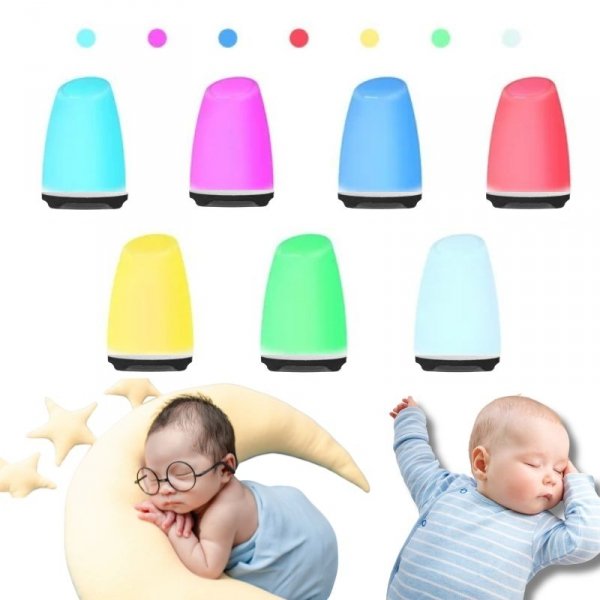 LAMPKA NOCNA LED RGB DO SYPIALNI DLA DZIECI BIAŁY BEZPRZEWODOWA 3 TRYBY PRO (tds0581)