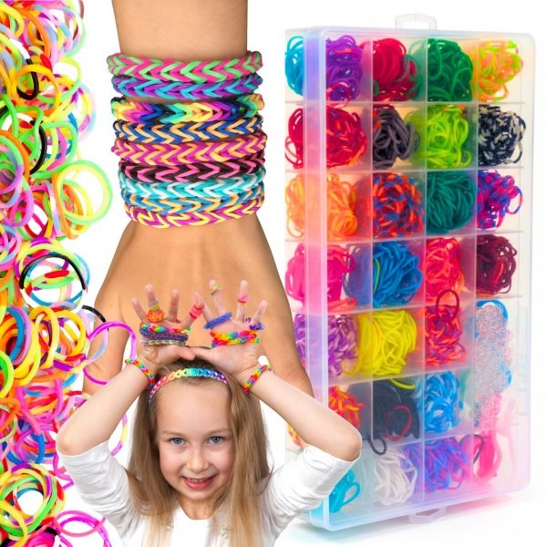 GUMKI DO ROBIENIA BRANSOLETEK BIŻUTERII ZESTAW GUMEK LOOM BANDS ETUI 1500 ( tds0845)