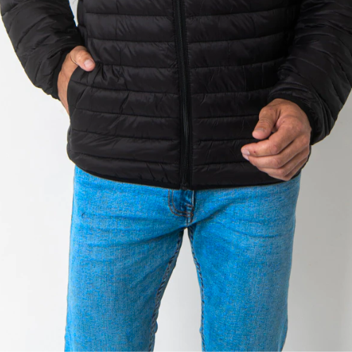 MĘSKA KURTKA JESIENNA SPORTOWA CZARNA PIKOWANA BEZ KAPTURA KIESZENIE L/XL (tds0745)