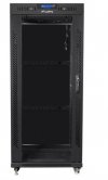 Lanberg Szafa instalacyjna rack stojąca 19 cali  27u 800x1000 czarna drzwi szklane LCD (flat pack)