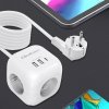 Qoltec Kostka zasilająca przedłużacz 6w1 z podświetlanym włącznikiem |  3x AC | 2x USB | 1x USB-C PD 20W | biała | kabel 2m