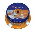 Verbatim DVD-R 16x 4.7GB 25P CB PRINTABLE 43538