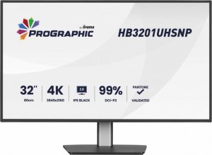 IIYAMA Monitor 31.5 cala ProGraphic HB3201UHSNP-B1 4K,IPS BLACK 2.0,450cd,VESA USB-c dock(PD:96W),HDMI,DP,DAISY/CHAIN,4xUSB,RJ45