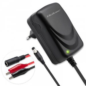 Qoltec Ładowarka do akumulatora AGM GEL STD | Prostownik 6V/12V | 6W |  5.5x2.1 | kabel 1.8m