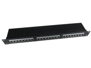 Gembird Patch Panel 24 Porty 1U 19'' Kat.5e ekran z funkcją organizacji  kabli czarny
