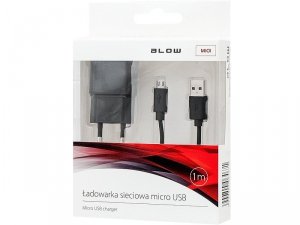 BLOW Ładowarka  z gniazdem USB 2,1A + kabel microUSB