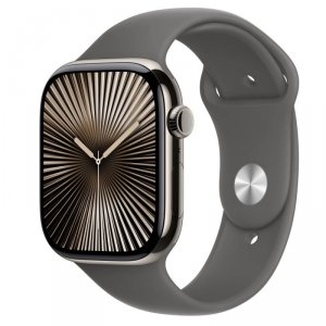 Apple Watch Series 10 GPS + Cellular, koperta 46 mm z tytanu w kolorze naturalnym z paskiem sportowym w kolorze górskiej szarośc
