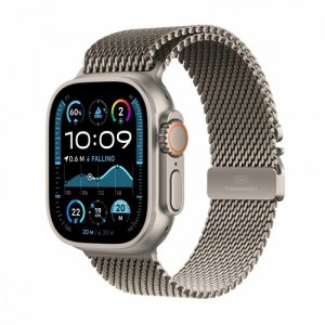 Apple Watch Ultra 2 GPS + Cellular, koperta 49 mm z tytanu w kolorze naturalnym z bransoletą mediolańską M z tytanu w kolorze na