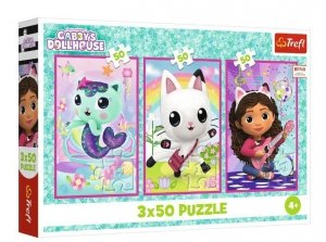 Trefl Puzzle 3x50 elementów Gabby i kotki Gabi