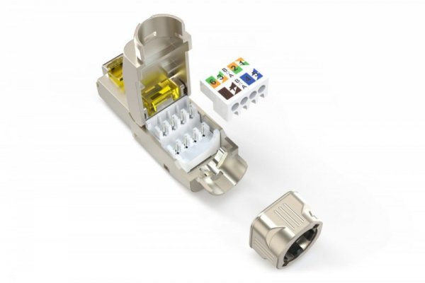 Digitus Wtyk modularny RJ45 kat.6A, PoE++, 10GbE, STP, ekranowany, beznarzędziowy, zakręcany, metalowy, AWG 22-27, linka/drut