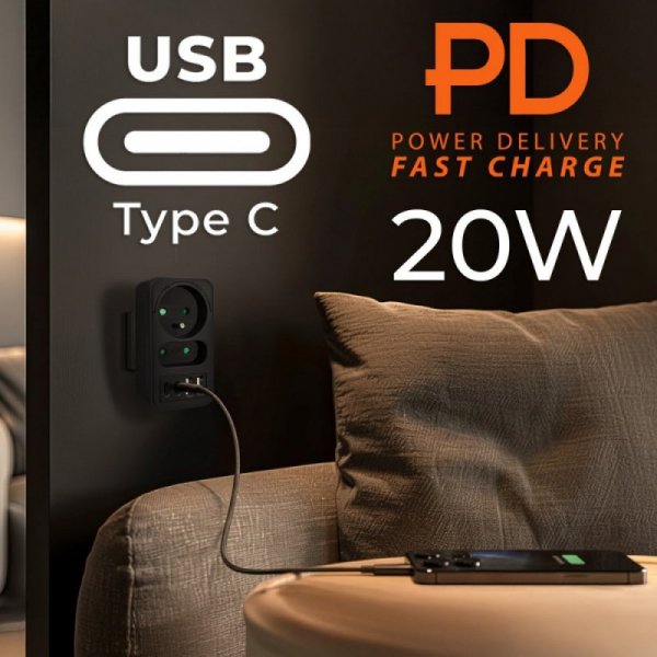 Maclean Rozdzielacz na 2 gniazda MCE249 F/B