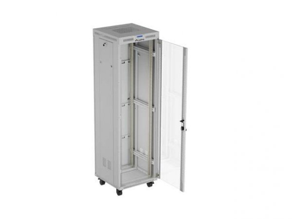 Lanberg Szafa instalacyjna rack stojąca 19" 42U 600x600 szara drzwi     przeszklone  LCD (Flat pack)