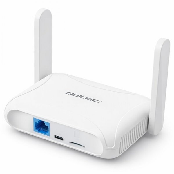 Qoltec Router Home&Travel 4G LTE WiFi 6 | AX300 | 2.4GHz | Dual Antena |USB-C | Micro SIM