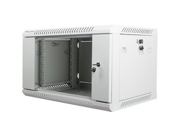 Lanberg Szafa instalacyjna wisząca 19&#039;&#039; 6U 600X450mm szara (drzwi        szklane)
