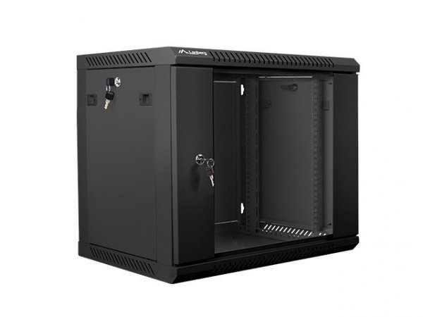 Lanberg Szafa instalacyjna wisząca 19&#039;&#039; 9U 600X450mm czarna (drzwi       szklane)