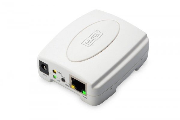 Digitus Serwer wydruku/Print server 1xUSB 2.0, 1xRJ45 Fast Ethernet 10/100Mbps