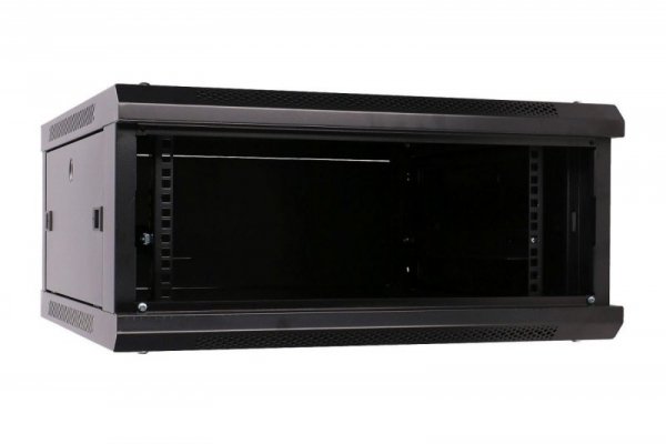 Extralink Szafka wisząca rack 4U 600x600 czarna szklane drzwi