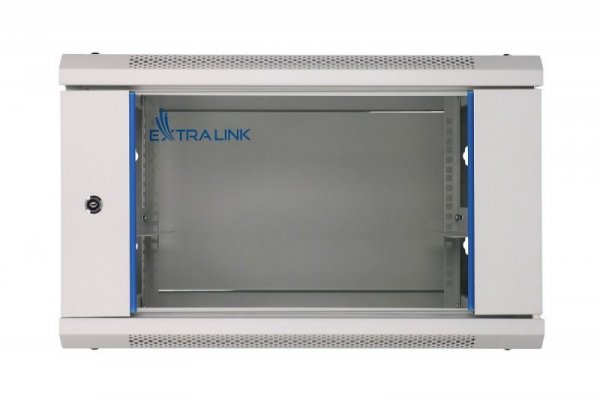 Extralink Szafka wisząca rack 6U 600x600 szara szklane drzwi