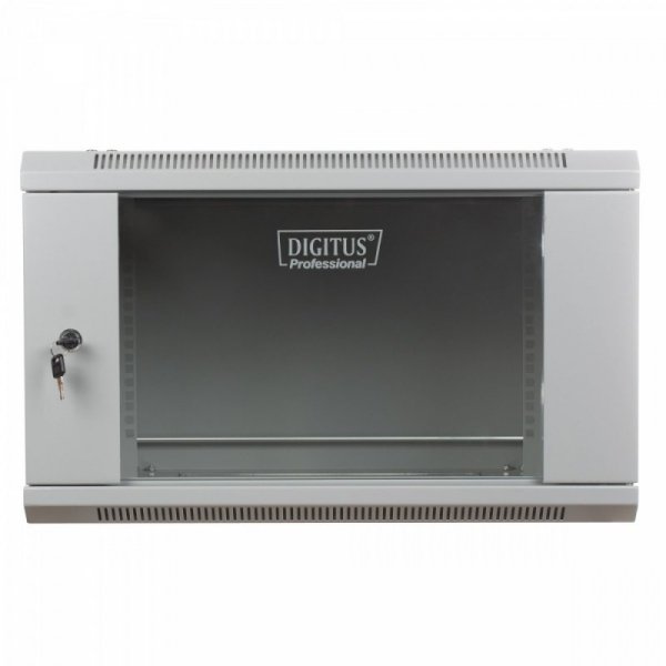 Digitus Szafa wisząca jednosekcyjna 19&quot; 6U 368/600/450mm, drzwi szklane, szara (RAL 7035)
