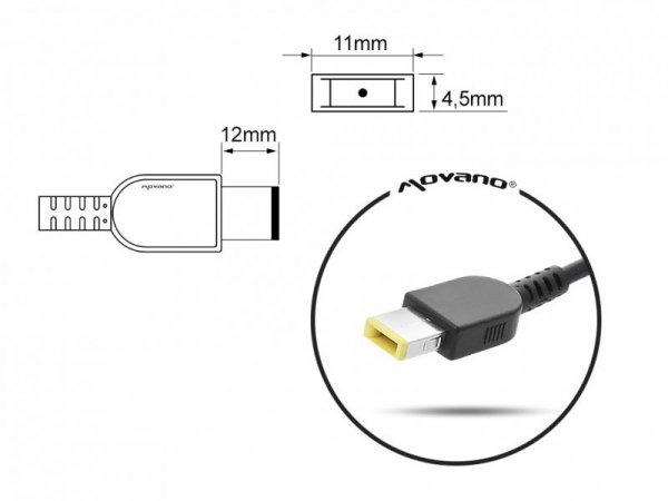 Mitsu Ładowarka/zasilacz 20V 4.5A (prostokątny 11.0x4.5 pin - Yoga) - Lenovo 90W